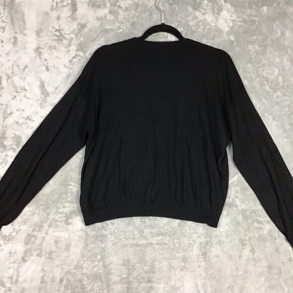 BP Black Sweater Long Sleeve Size Medium Crew Neck Lightweight Crop Length - Picture 10 of 11